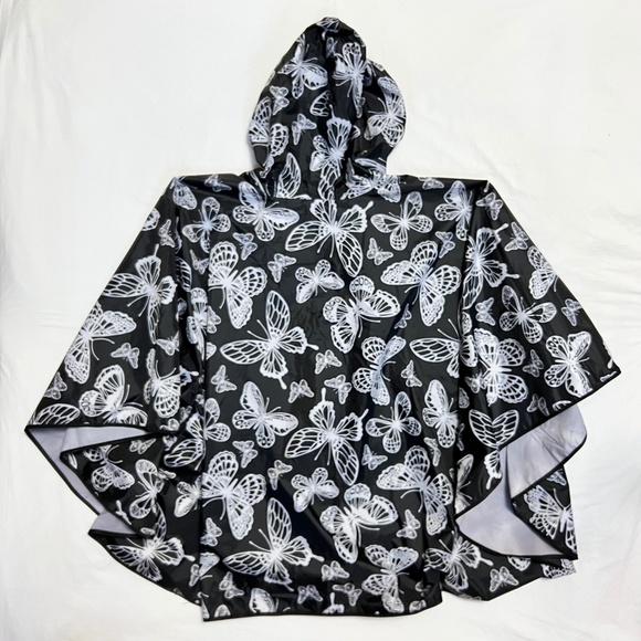 Rain Poncho Hoodie with Butterflies - Picture 3 of 4